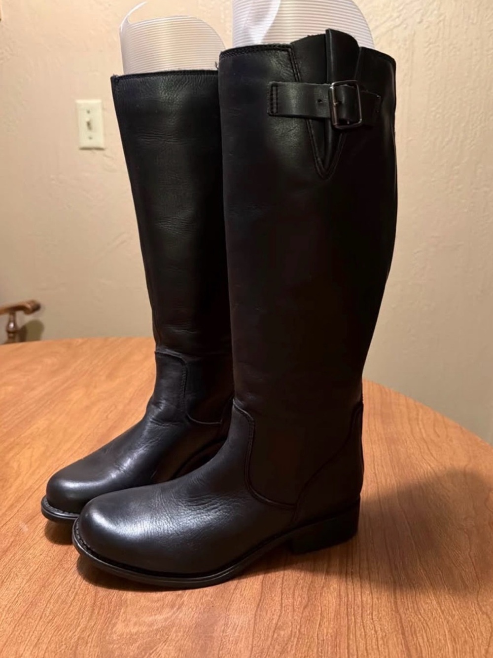 Steve Madden Black Knee-High Buckle Riding Boots